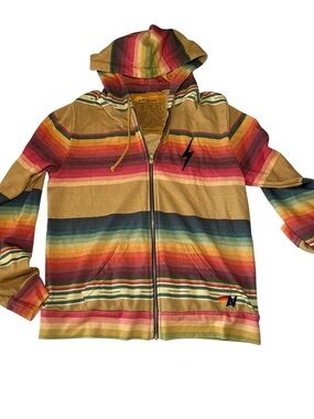 Aviator Nation Tulum Serape Bolt Stripe Zip Hoodie | Size Large | NWOT